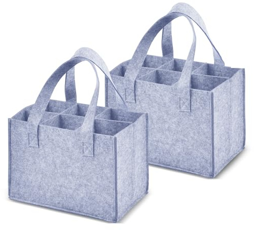 2PCS Felt Wine Bottle Carrier Bags, Portable Bottle Bags for Wine x6