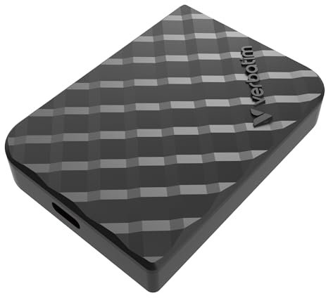 Verbatim Store 'n' Go Mini Diamond Portable SSD 1TB USB 3.2 Gen 1 con adattatore USB-C 1000MB/s, Compatto 35g, Trasferimento dati ad alta velocità, software di backup nero, per PC e Mac, Nero