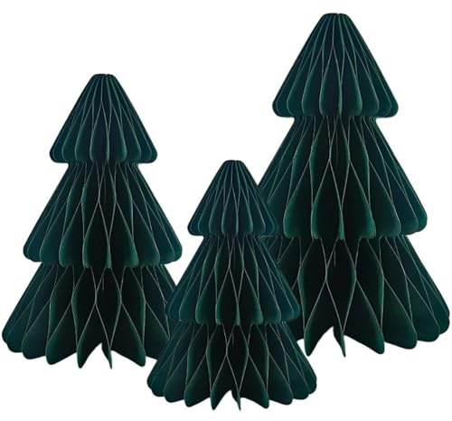 Vobumix Wabenpapier-Weihnachtsbaum, 3 Stück, Papierwaben-tischdekoration, Mini-Weihnachtsbaum-Dekoration Für Zuhause, Neujahrsparty
