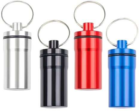 4 Pack Earphone Case Pill Case Ear Plug Carrying Cases Pill Organizer Portable Holder Storage Box for Keychain Hanging Travel