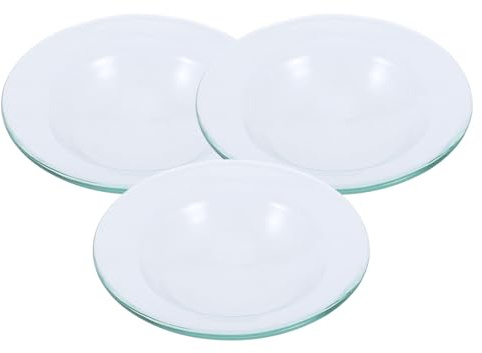 SHINEOFI Lot de 3 Plaques Chauffe-Cire Rondes en Verre 10 CM Plat Chauffe-Huile de Remplacement pour Lampe Aromatique Doublure en Cire Fondue Accessoires pour Diffuseur D’Ambiance