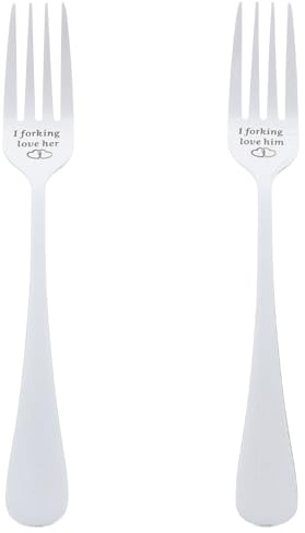 SEWACC Tenedores de Acero Inoxidable para Postre y Ensalada, Set 2 Piezas para San Valentín, Tenedores Metálicos Domésticos Mango Largo Ergonómico, Utensilios Cocina Resistentes
