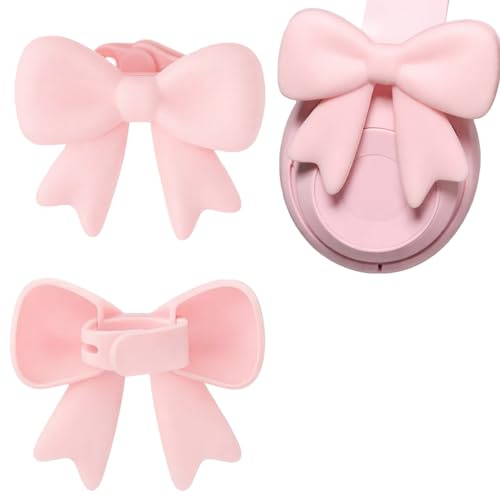 Silicone Bow Headphone Accessory, 2 Pack 3D Bows Decor for Headphones, Silicone Bows Coquettish Headphone Clip Decor Attachment Accessories for Women (Pink)