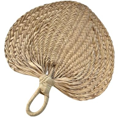 SUPVOX 12 Pezzi Ventagli in Rafia Intrecciati a Mano 30x28 Cm, Ventagli Pieghevoli in Foglie di Palma per Matrimoni e Bomboniere, Decorazioni Rustiche e Raffreddamento Estivo per Eventi