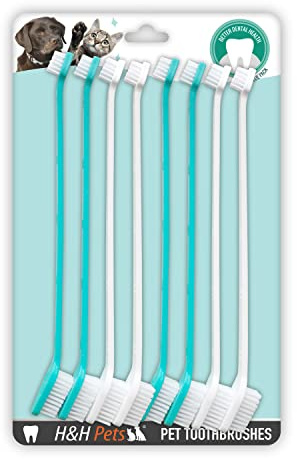 H&H Pets Dog Toothbrush Dual Headed Design Dental Toothbrushes for Small & Large Dogs, 4 or 8 Counts Pack