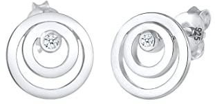 Diamore kvinnor 925 silver runda diamantörhängen, Fasettsnitt, Diamant
