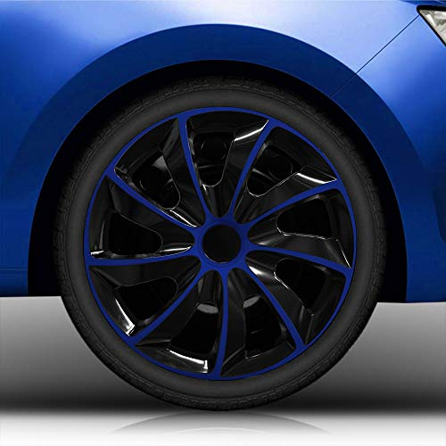 16 Zoll Radkappen/Radzierblenden 002 Bicolor 16 (Schwarz-Blau) passend für Fast alle Fahrzeugtypen – universal