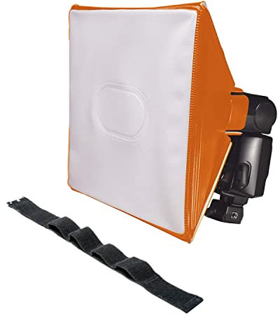 LumiQuest SoftBox III LQ-119S, Flash Diffuser & Light Softener, Universal Classic Design for External Camera Flashes with UltraStrap, Neon Orange