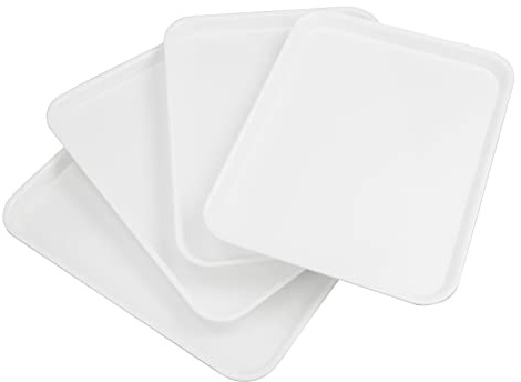 Tstorage Weiß Fast Food Tablett Serviertablett Kunststoff Plastik, Rechteckig, 4 Stück