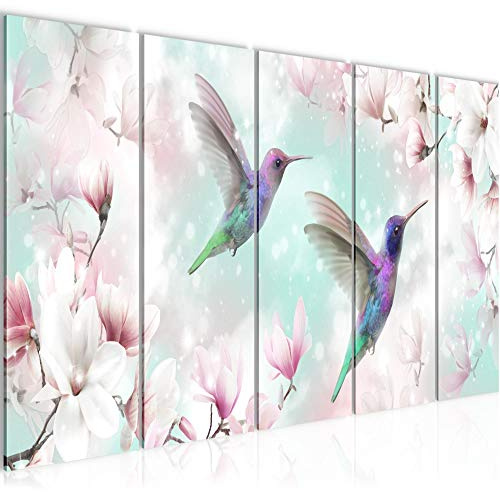 Runa Art Bild Blumen Magnolien Wandbilder auf Vlies Leinwand 5 Teilig Wanddekoration Wohnzimmer Schlafzimmer 015656c