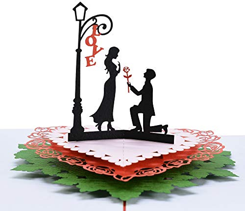 CUTPOPUP 3D-Jubiläumskarte Vorschlagen - Hochzeitstagskarte, Pop-Up-Karte, 3D Valentinskarte, Pop-Up-Karte für Sie, Paar, Ehefrau, Ihn (Propose) US8-LO074DE