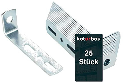 KOTARBAU Wandbefestigung 75 x 25 x 15 mm Stahl Kippsicherung Bauwinkel Schrankbefefestigung Möbelverbinder Verzinkt Holzverbinder Montagewinkel Winkel (25)