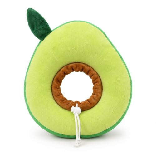 LAPONO Halskrause Katze Hund weich, Schutzkragen Katze mit Leckschutz, Katzen Halskrause, Verstellbarer Katzenkragen Größe L bis 28 cm, waschbarer Avocado Kragen für Katzen und kleine Hunde nach OP