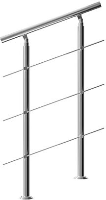 MONZANA® Treppengeländer Edelstahl Pflegeleicht 80cm mit 3 Querstreben Innen und Außen Handlauf Geländer Brüstung Balkon