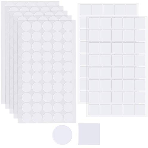 Zonon 280 Pieces Double Sided Sticky Dot Stickers Adhesive Squares Removable Circle Square Putty No Trace Clear Sticky Tack Waterproof Mounting Putty for Art Pictures Wall Decorations Party Supplies