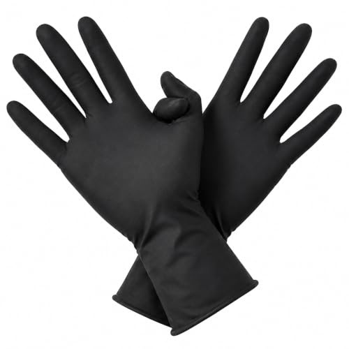 QNCIGER Hair Dye Gloves - Reusable Rubber Gloves for Professional Hair Coloring (1 Pair, Large, Black)
