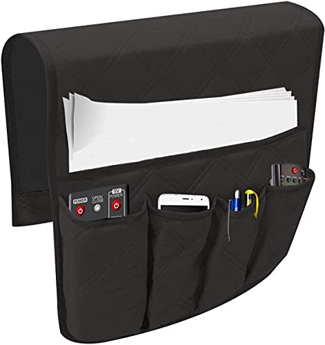 Bkrdty Organizador de Reposabrazos para Sofá 5 bolsillos 90 * 33cm Bolsillo Antideslizante para Sofá Soporte de Bolsa de Almacenamiento de Tela para Sofá Eléfono Libro Revistas Control Remoto de TV