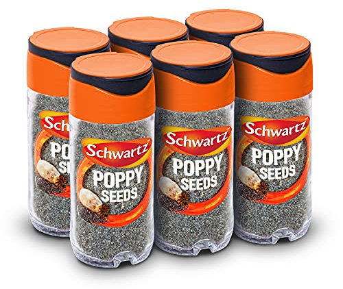 Schwartz Poppy Seeds 48 G | Jar | Pack of 6 | Nutty, Slightly-Sweet & Earthy | Kitchen Essnetial for Adding Texture & Flavour to a Variety of Dishes