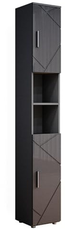 Vicco Badschrank Anthrazit Hochglanz Irma 30x192x30 cm - Wäscheschrank, Viel Stauraum von Oben bis unten – ideal für Handtücher & Pflegeprodukte