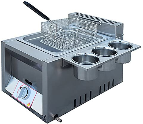 Friggitrice Professionale a Gas, Nove Pentole Oden a Griglia, Fornello da Esterno in Acciaio Inossidabile con Portaspezie, Friggitrice per Patatine Fritte Ristorante Cucina Domestica