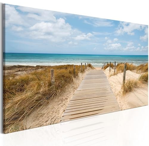 murando Acrylglasbild Strand Meer 135x45 cm 1 Teilig Wandbild auf Acryl Glasbilder Kunstdruck Moderne Acrylglas Platte Wanddekoration Geschenke Heimdekoration Glasbild Landschaft Natur Himmel Wolken