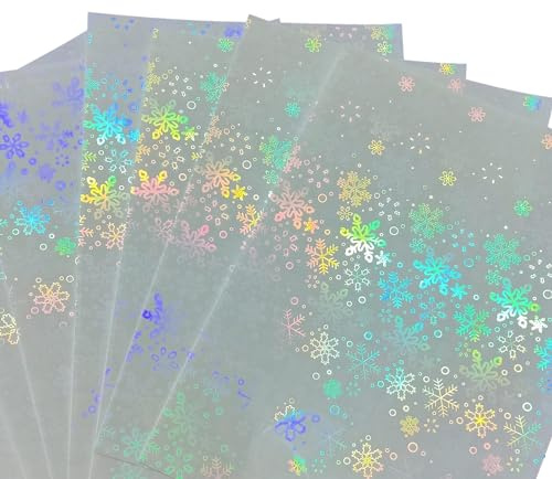 Selbstklebende transparente holografische Vinyl-Overlay-Blätter, Aufkleber, Schneeflocke, 10