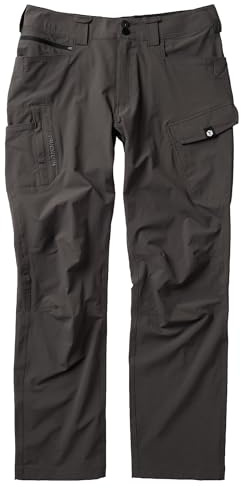 TRUEWERK Men's T1 WerkPant - Hot-Weather Lightweight Work Pants, Moisture-Wicking, Quick-Dry, 4-Way Stretch Softshell, Relaxed Fit, 8 Pockets, Deep Grey, 34W x 32L