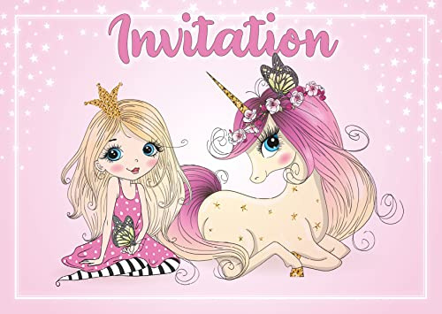 Edition Colibri 10 Cartes d‘invitation en Français Princesse avec licorne: lot de 10 cartes d'invitation pour un anniversaire de filles fait (11127 FR)