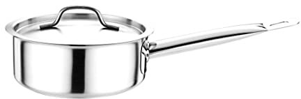 Hooz Pentola in acciaio inox con coperchio, versatile a induzione, ideale per tutti i piani cottura, piano cottura in vetroceramica e a gas, 11 misure (diametro 22 cm, altezza 7,5 cm)