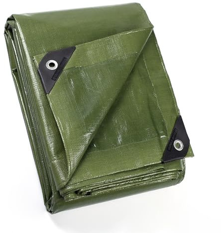 GUARD SHIELD Abdeckplane mit Ösen Wasserdicht 4m x 6m Grün Plane Gewebeplane 160g/㎡ Schutzplane Allzweckplane, Reißfest, UV-stabilisiert, Schimmelresistent