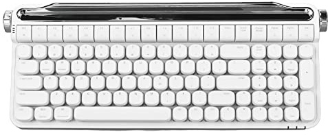 Lazmin112 Mechanische Schreibmaschinentastatur, Roter Schalter, RGB-Hintergrundbeleuchtung, 100 Tasten Retro Wireless Bluetooth oder Kabelgebundene USB-Gaming-Tastatur, für