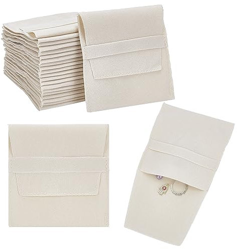 nbeads 24 Stück Mikrofaser-Schmuckbeutel, alte Spitzenfarbe Kunstwildleder-Schmuckbeutel Schmuckaufbewahrungstaschen Luxus-Geschenktüte für Süßigkeiten Geschenk schmuckverpackung, 9,7x9,4cm