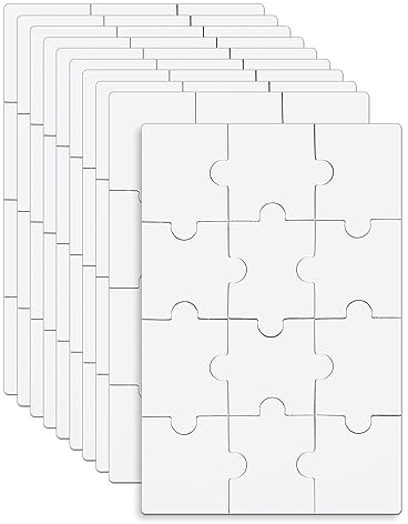10 hojas de rompecabezas en blanco, 3.9 x 5.9 pulgadas, para pintar, divertido, juego de rompecabezas blanco para actividades, fiestas de cumpleaños, manualidades