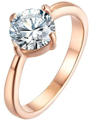 Epinki Ringe Verlobung Männer, Solitaire Band Ringe Eheringe, Edelstahl Ringe Rose Gold für Frauen, Gr.60 (19.1)