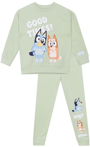Bluey Sweatshirt Och Joggingset | Pojktröja Och Joggingbyxor Co Ord Set | Officiella Varor | Grön | 122