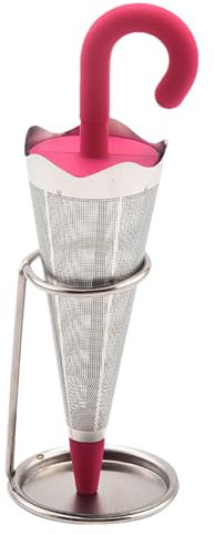 2Pcs Reusable Umbrella Tea Infuser with Drip Tray, Cute Umbrella Tea Strainer, Stainless Steel Fine Mesh Tea Strainer with Silicone Lid for Loose Tea