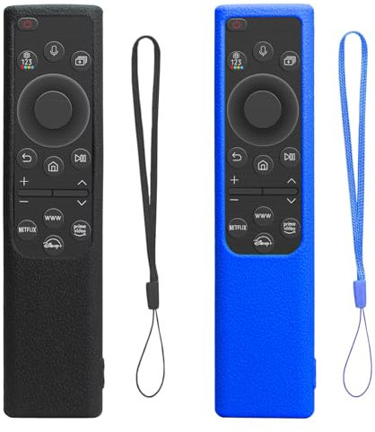 Paquete de 2 Fundas de Control Remoto para Samsung Smart Solar Cell Remote 2021 2022 BN59-01357 BN59-01385 BN59-01265A, Funda de Silicona Antideslizante a Prueba de Golpes （Azul Marino+Negro）