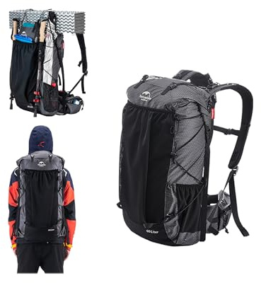 Naturehike 60L Rock Interne Frame Wandern Rucksack(Updated-2.88lbs) | Camping Wasserdichte Tasche, Outdoor Daypack mit Regenschutz