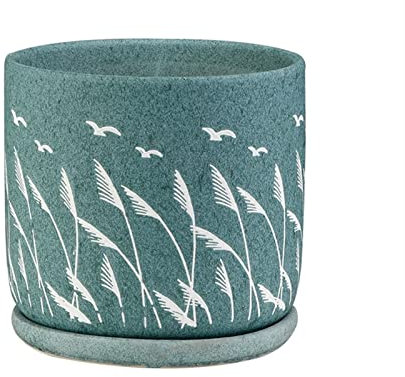 Pflanzgefäß, Blumentopf, Keramik, große Pflanztöpfe, zylinderförmiger Blumentopf mit Ablaufloch, Moderne runde Keramikschale für den Garten (Stil 1, 17,5 cm)