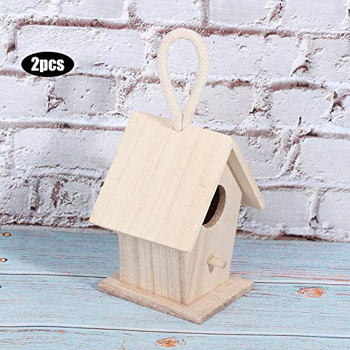 Nichoir Suspendu en Bois pour Oiseaux, Cabane en Rondins pour Petits Oiseaux, pour Jardin Extérieur, avec Accessoires Décoratifs