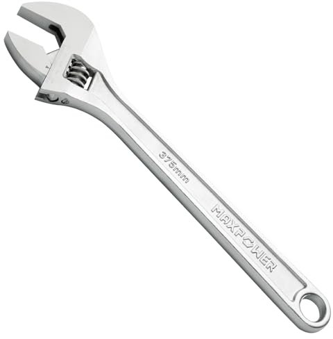 MAXPOWER 375mm verstellbarer Schraubenschlüssel, professioneller Hochleistungs-Schaltschlüssel mit großer Schlüsselweite, Premium Cr-V Stahl - Max. 46.5mm(Metrisch)