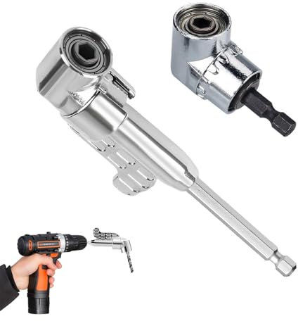 2 Pcs Right Angle Drill Attachment, 1/4 Right Angle Drill, for Drilling in Tight Corner Workspaces