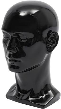 TESUGN Männlich Modellkopf, PVC Haarperücken Schaufensterpuppe Kopf, Perückenkopf Dekokopf Mannequin Kopf Hüte Brille für Perücken, Hüte, Turbane, Nackenschals und Haarbänder, 50x30cm, Schwarz