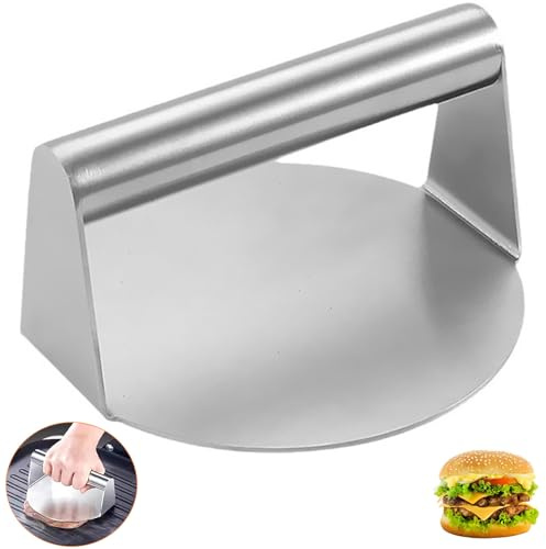 5.5 Inch Round Non-Stick Smash Burger Press, Heavy Duty Stainless Steel Hamburger Smasher, Professional Bacon Steak Press Accessories Kit for Flat Top Griddle, Grill, Cooking, BBQ, Paninis Flatbreads