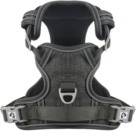 Belababy Hundegeschirr Kleine Hunde, Anti Zug Hundegeschirr mit Weich Gepolstertem Griff für Gehen, Training, Einstellbar Reflektierend für Kleine Mittlere Große Hunde, Dunkelgrün, S
