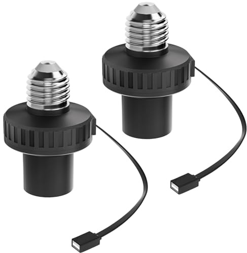 UYODM 2 Pack Lamp Socket Power Adapter for Wyze Cam v3/v4/v3 Pro/OG,Wyze Cam Pan v3, E26 Socket USB Adapter 5V 2A for Security Camera,LED Strips and Easy to Install(Black)