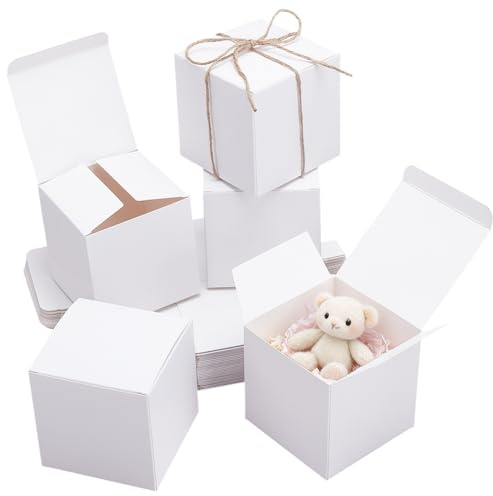 PH PandaHall 30 Stück Weißer Geschenkkarton Weihnachten Papierschachteln Mini Pappschachtel mit Deckel Favor Box Kraftboxen Geschenkverpackungsboxen für Party Hochzeit Geburtstag Valentinstag 9x9x9cm