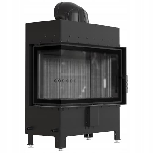 KRATKI Kamineinsatz aus Stahl Lucy 14kW Eck Links Ø200 BImSchV 2 EEK A | Kamineinsatz aus Stahl, schwarz, 80% Wirkungsgrad, raumluftunabhängig, Ecodesign, Glasfront, Aschekasten
