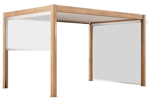 Oviala Pergola bioclimática autopropulsada iluminada 3x4m y 3 persianas