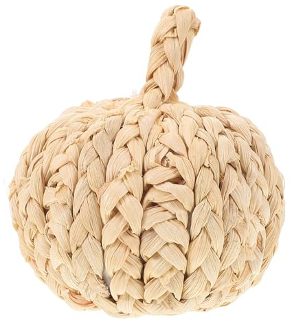 ABOOFAN Adornos de Calabaza Tejida Mano Decoración de Calabaza de Paja para Halloween Pequeña Artesanía Tejida para Salas de Estar Adorno Festivo para Interiores Artificial